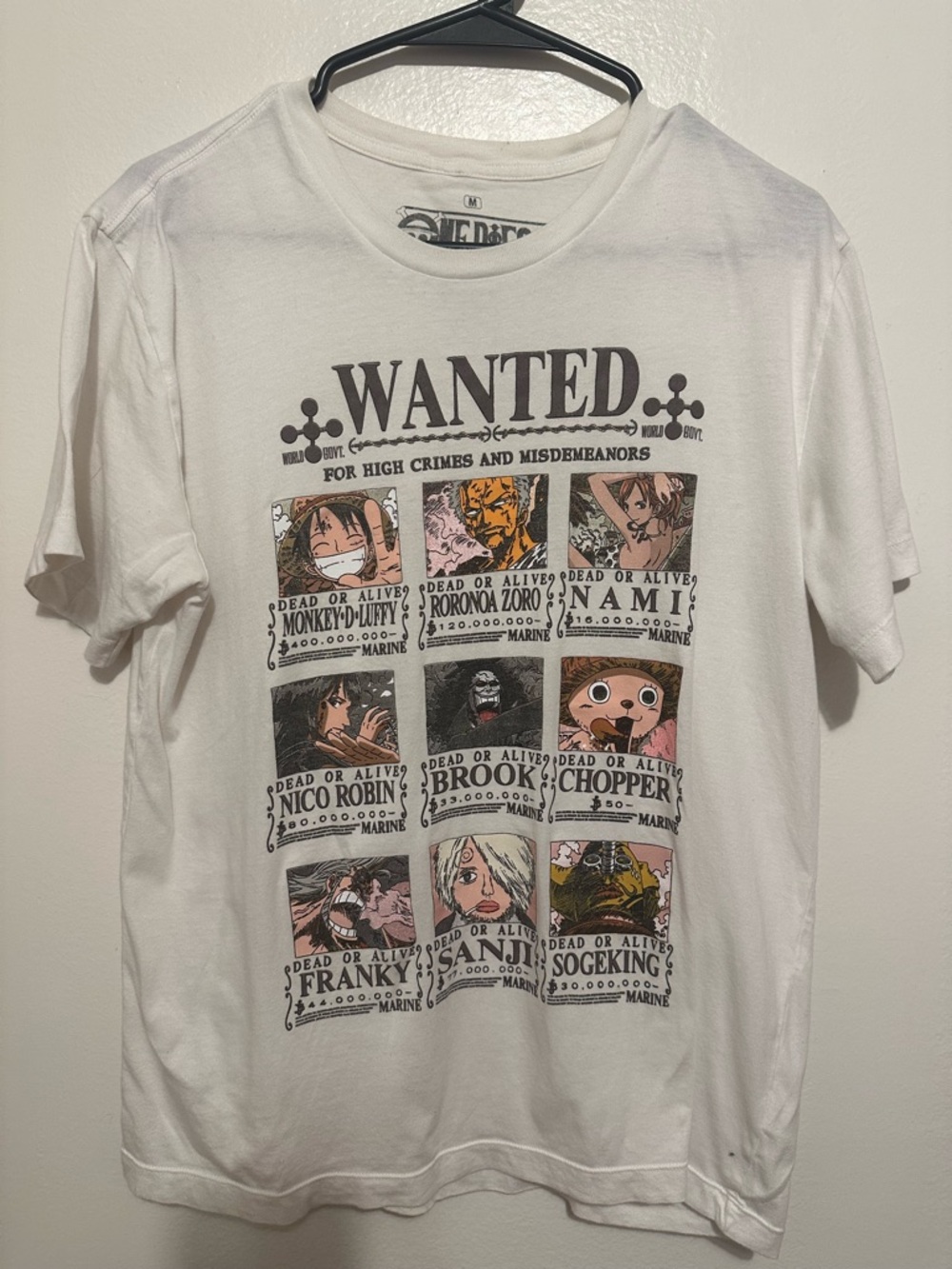 One Piece Wanted Poster Tee Ripple Junction M White